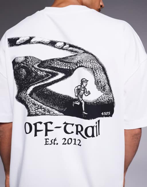 4505 - Oversized T-shirt van sneldrogend zwaar katoen met print op de achterkant in wit, 5 van 5