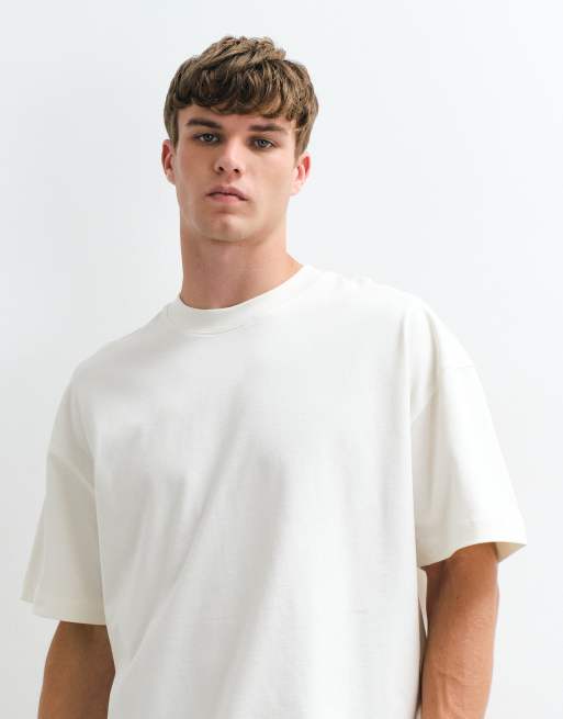 4505 oversized T-shirt van zware katoen met print op de achterkant in vintage wit, 5 van 5
