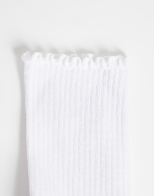 4505 - Pack de 3 calcetines de pilates con agarre antideslizante y borde ondulado en blanco, 3 de 3