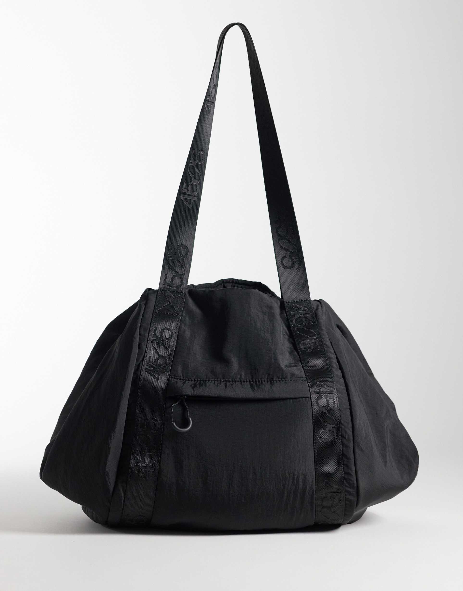 4505 padded woven folding yoga mat studio bag in black