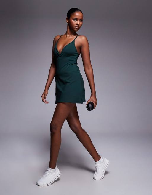 4505 Padel active tennis dress with under short in pine