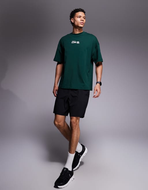 4505 – Padel – Schweres Oversize-T-Shirt in Piniengrün mit Grafikmotiv hinten, 2 von 5