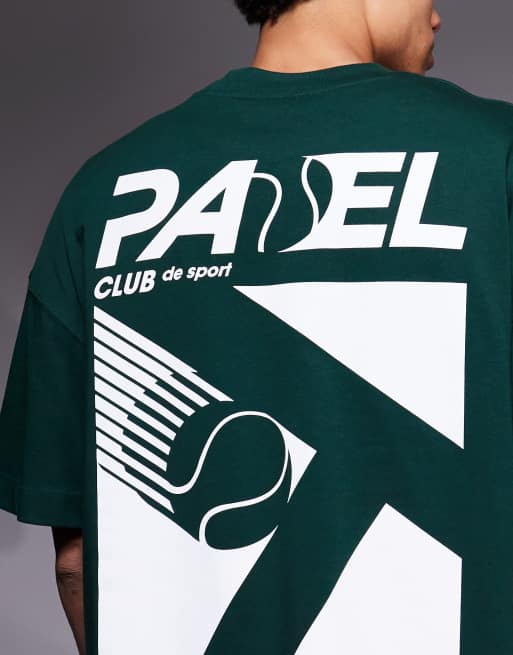 4505 – Padel – Schweres Oversize-T-Shirt in Piniengrün mit Grafikmotiv hinten, 5 von 5