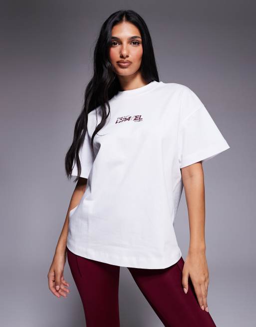 4505 – Padel – Vit t-shirt i oversize och kraftig bomull med tryck baktill, 4 av 4