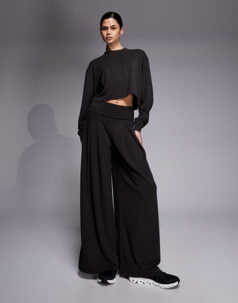 4505 - Pantalon de danse large ultra-doux en modal mélangé à taille rabattue - Moka - view 1