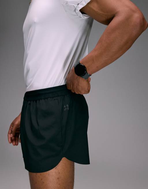 4505 - Pantaloncini da corsa corti da 5 cm neri con elastico in vita e tasche con zip, 4 di 5
