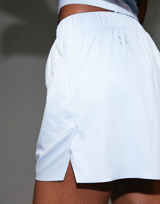 4505 - Pantaloncini da corsa premium a vita alta da 8 cm blu celeste con fodera in jersey e tasca per il telefono, 5 di 5