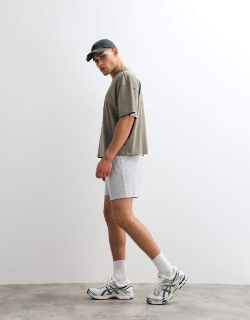 4505 pantaloncini da training in misto modal ultra morbido con tasche con zip grigio mélange, 3 di 5