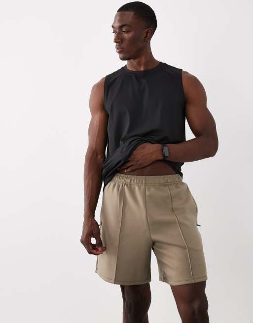4505 - Pantaloncini della tuta tecnici greige con pinces, 3 di 5