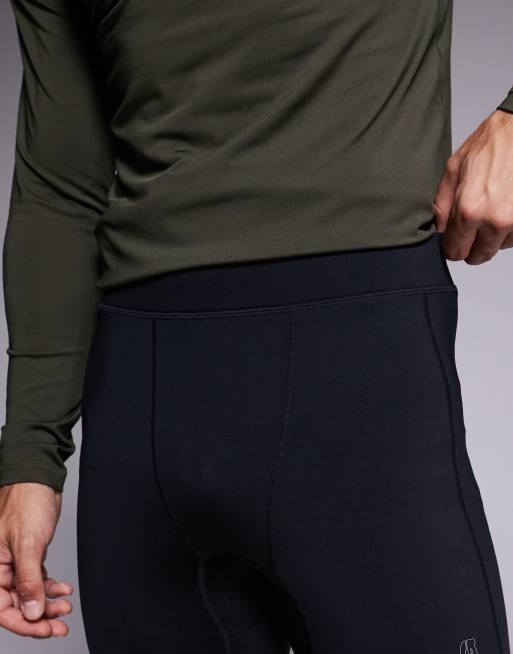 4505 - Pantaloncini leggings base layer da corsa neri con grafica e tasca per il telefono, 5 di 5