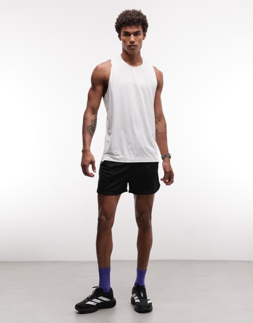 4505 - Pantaloncini sprinter rétro da 8 cm in rete neri con profili e tasche con zip, 2 di 5