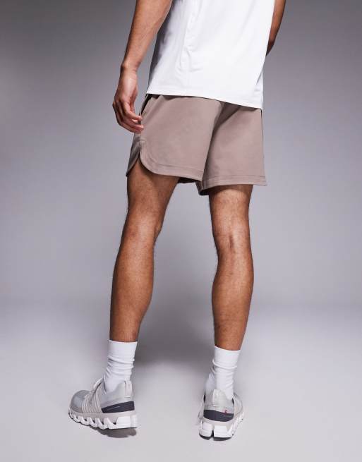 4505 - Pantaloncini tecnici da corsa grigio talpa lavorati a nido d'ape , 3 di 5