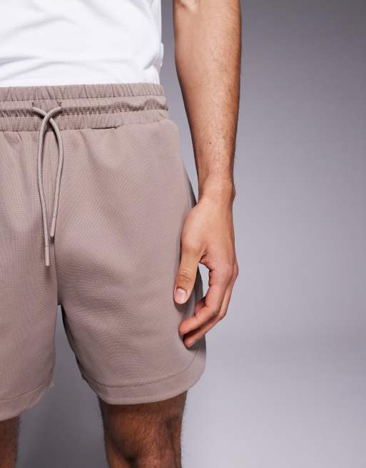 4505 - Pantaloncini tecnici da corsa grigio talpa lavorati a nido d'ape , 4 di 5