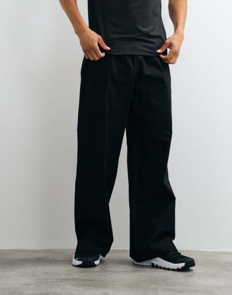 4505 pantalones wide leg de algodón ripstop con bolsillos con cremallera en negro - view 1