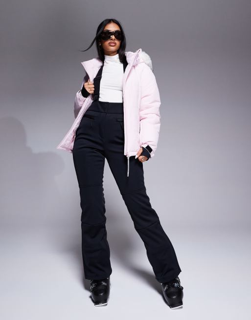4505 - Pantaloni a zampa da sci idrorepellenti neri in soft shell 