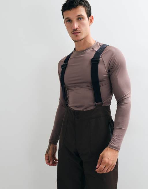 4505 pantaloni da sci imbottiti in ripstop a gamba larga marroni, 5 di 5