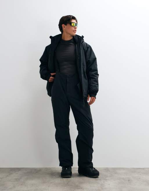 4505 pantaloni da sci imbottiti in ripstop a gamba larga neri, 2 di 5