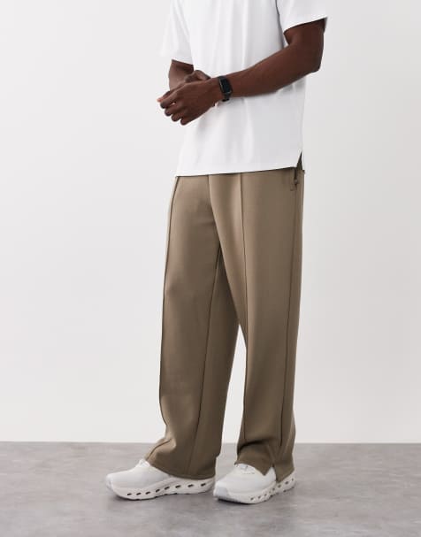 4505 Performance - Grå-beige joggingbukser med vide ben og pintuck-detalje - view 1