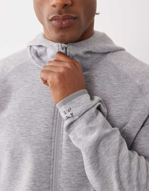 4505 – Performance-Kapuzenjacke in Grau meliert mit Reißverschlusstaschen, 5 von 5