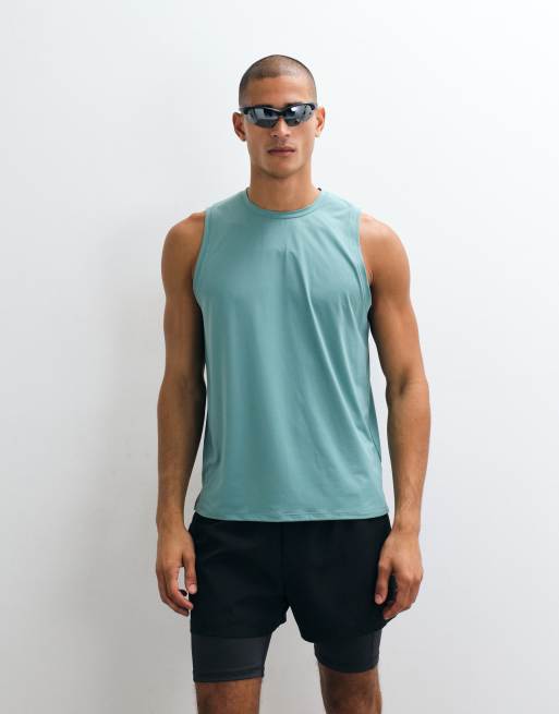 4505 performance mesh quick dry running tank in black light blue, 2 of 4