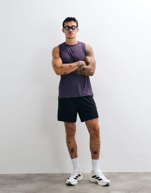 4505 performance mesh quick dry running tank in black purple, 4 of 5