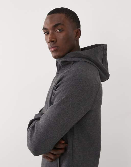 4505 - Performance - Sudadera deportiva gris carbón jaspeado con capucha, cremallera y bolsillos con cremallera, 4 de 5