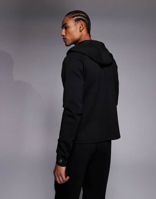 4505 - Performance - Sudadera deportiva negra con capucha, cremallera y bolsillos con cremallera, 3 de 5