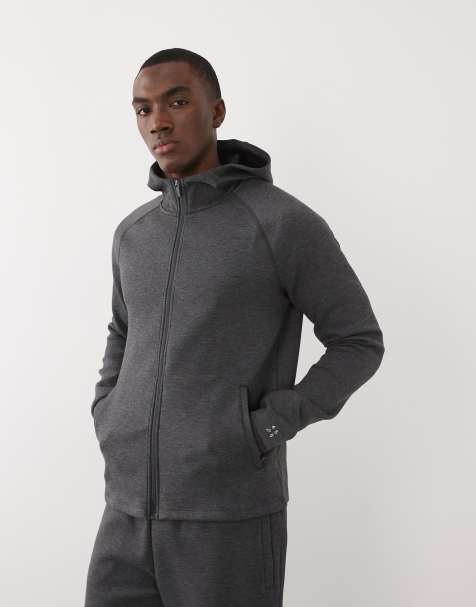 4505 Performance Sweats - Hoodie met rits en zakken in gemêleerd antracietgrijs - view 1