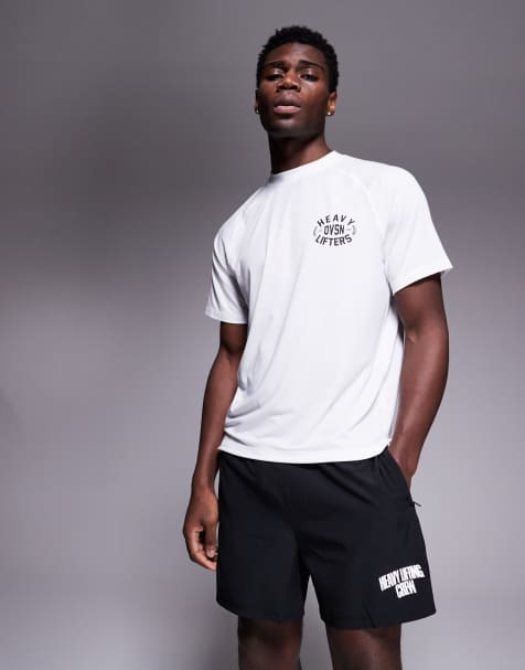 4505 – Performance – Vit tränings-t-shirt i snabbtorkande jersey och oversize med tryck framtill - view 1