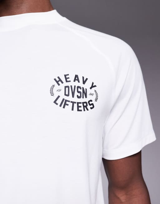 4505 – Performance – Vit tränings-t-shirt i snabbtorkande jersey och oversize med tryck framtill, 3 av 4