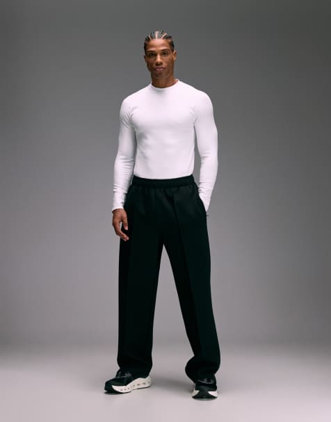 4505 performance wide leg joggers with pintuck detail in greige - view 1