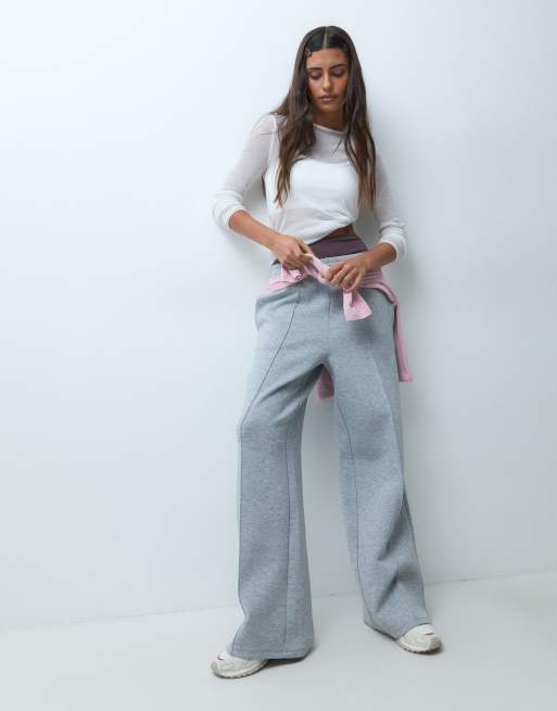 4505 performance wide leg trackies with pintuck detail in grey marl, 4 of 5