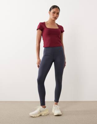 4505 Petite Active Waist Snatching High Rise Gym Legging In Brown