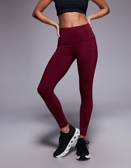 4505 Petite active waist snatching high-rise gym leggings in cherry red, 4 of 5