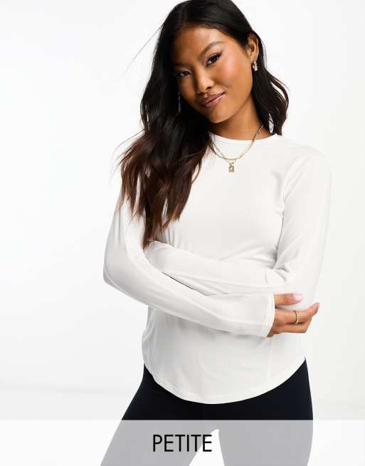 4505 - Petite - All Sports - Sportieve top met lange mouwen in wit 
