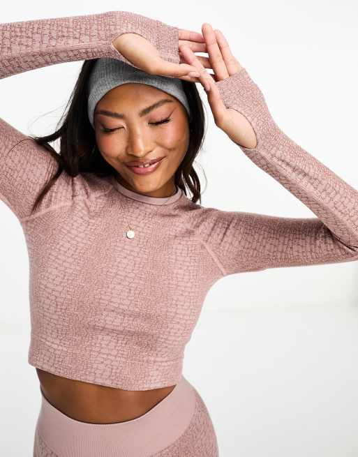 4505 Petite croc jacquard long sleeve top