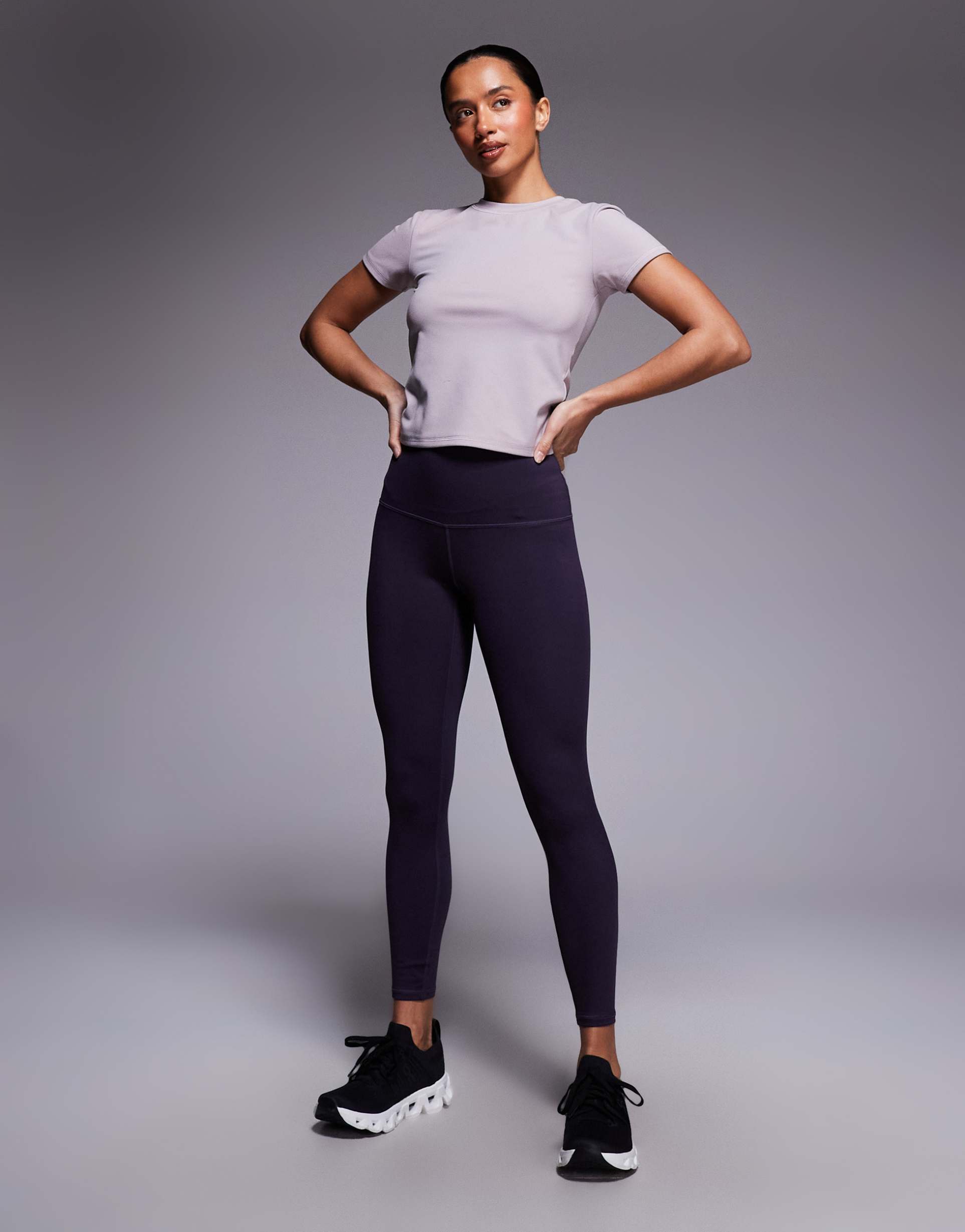 4505 petite icon active bum sculpt high waist gym leggings with inner pocket in blackberry