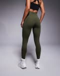 [ASOS] 4505 Petite Icon active bum sculpt high waist gym leggings with inner pocket in khaki-Green 16 Khaki