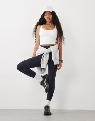 4505 Petite Icon Active Tie Waist Run Legging With Phone Pocket In White