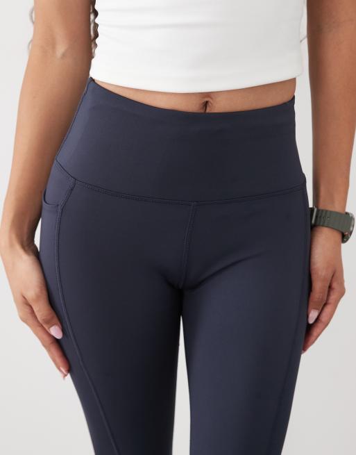 4505 Petite Icon active tie waist run legging with phone pocket in navy, 3 of 5