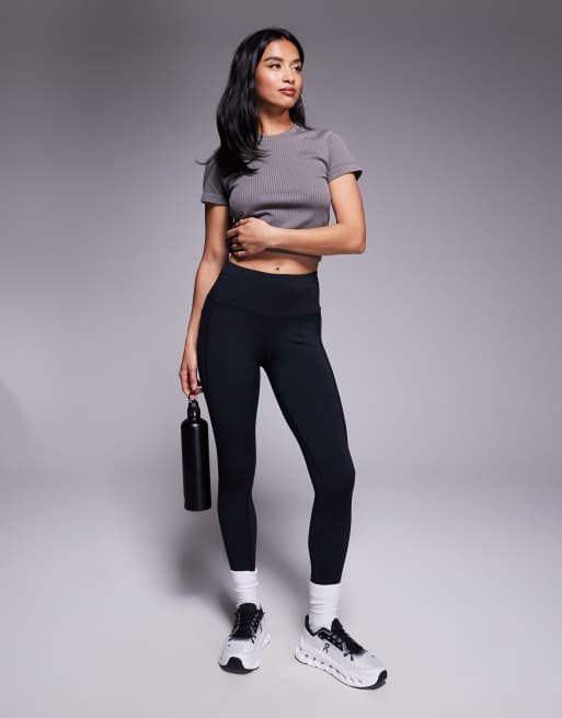 4505 Petite Icon active tie waist run leggings with phone pocket in black, 2 of 5
