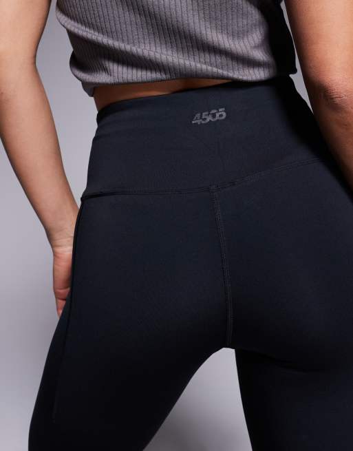 4505 Petite Icon active tie waist run leggings with phone pocket in black, 3 of 5