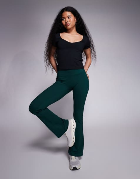 4505 Petite - Icon - Bløde mørkegrønne slim-yogaleggings med svaj - view 1