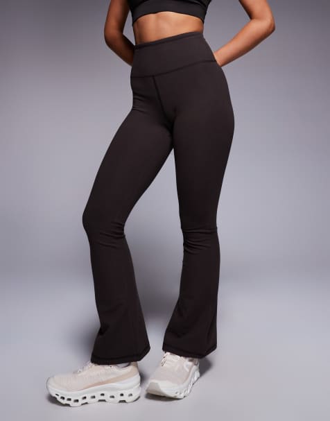 4505 Petite – Icon – Brązowe miękkie dopasowane legginsy dzwony do jogi z podwyższonym stanem - view 1