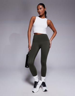 4505 Petite Icon bum sculpt gym leggings with inner pocket in dark green