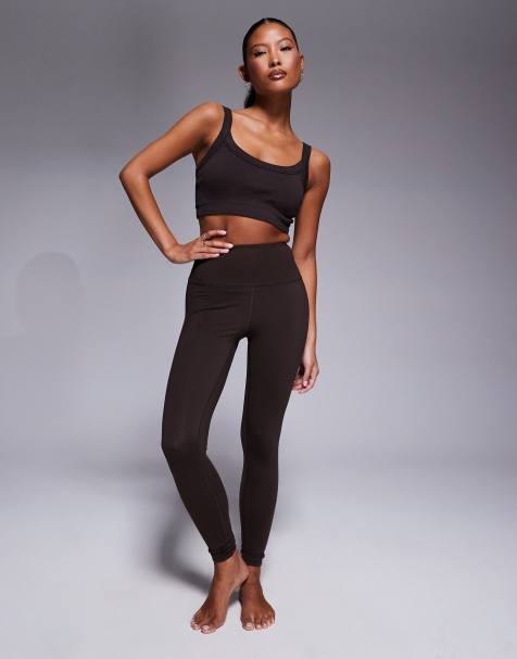 4505 Petite – Icon – Chokladbruna, mjuka yogaleggings med hög midja - view 1