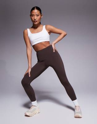 4505 Petite - Icon - Gesäßformende Sport-Leggings in French Roast mit Innentasche-Brown