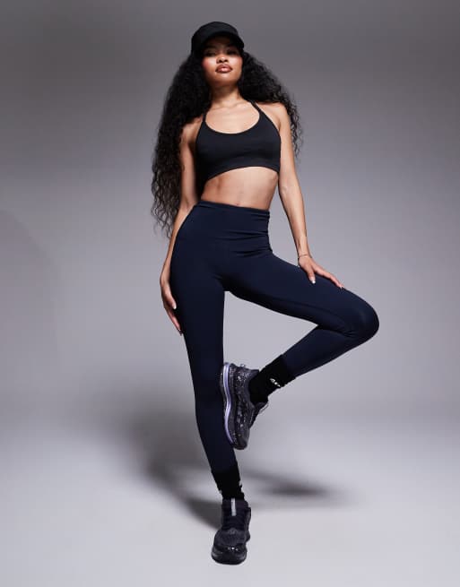 4505 Petite – Icon – Granatowe modelujące legginsy sportowe z podwyższonym stanem i wewnętrzną kieszenią