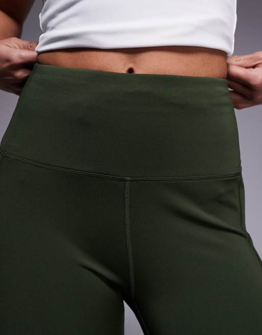 4505 – Petite – Icon – Lauf-Leggings in Khaki mit Handytasche und Taillenschnürung, 3 von 5