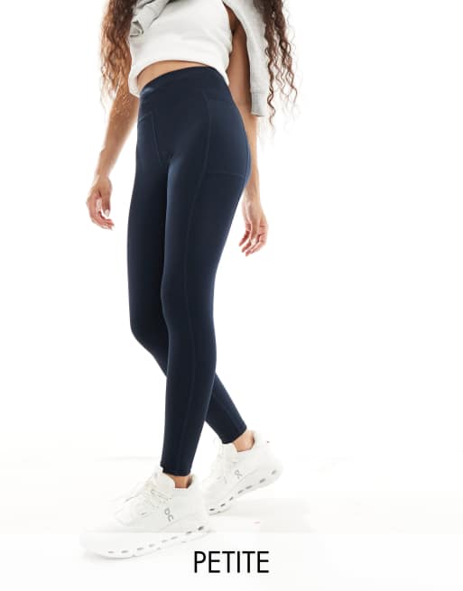 4505 Petite - Icon - Leggings da palestra e da corsa allacciati in vita blu navy con tasca per cellulare 